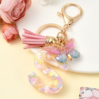 Resin & Acrylic & Faux Suede Tassel Keychain KEYC-YW00124-19-1