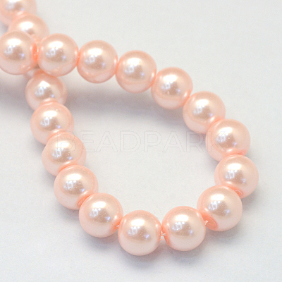 Baking Paint Pearlized Glass Pearl Round Bead Strands HY-Q003-10mm-05-1