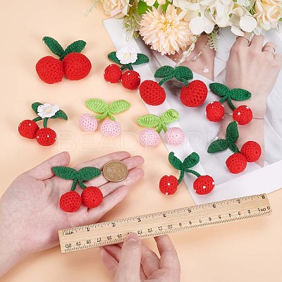 10Pcs 4 Styles Polyester Crochet Cherry DIY-WR0004-91-1