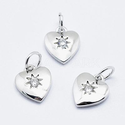 Brass Micro Pave Clear Cubic Zirconia Charms ZIRC-J040-09P-NR-1