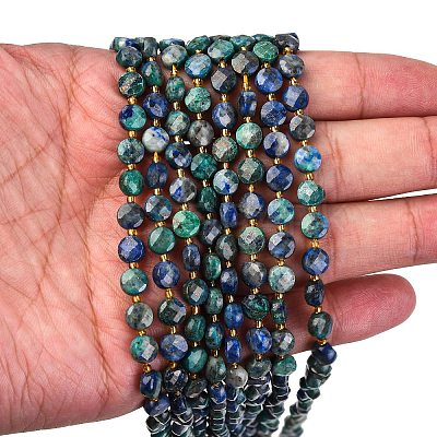 Natural Chrysocolla and Lapis Lazuli Beads Strands G-K389-B81-01-1