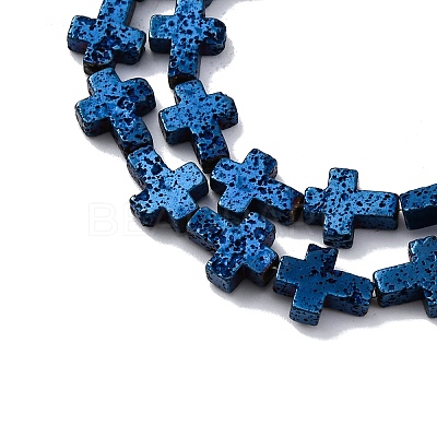 Electroplated Natural Lava Rock Beads Strands G-A256-A01-01I-1