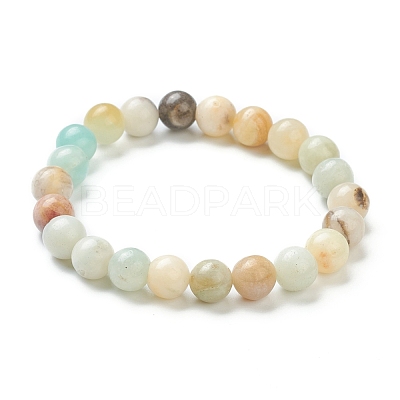 Natural Amazonite Beaded Stretch Bracelets BJEW-D446-C-31-1