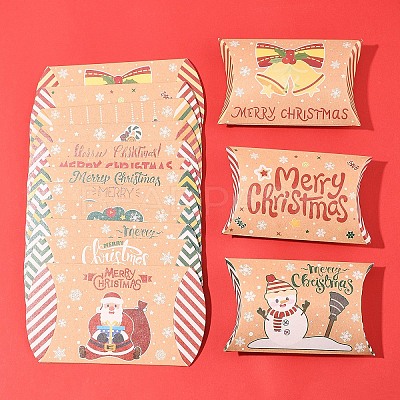 24Pcs 12 Styles Christmas Theme Cardboard Candy Pillow Boxes CON-FS0001-12-1