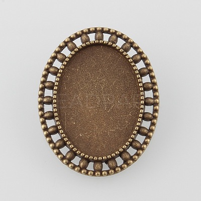 Vintage Alloy Brooch Cabochon Bezel Settings X-PALLOY-O038-33AB-NF-1
