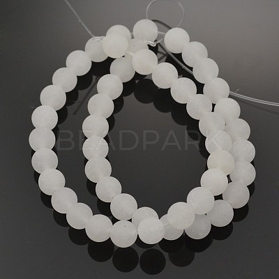 Natural White Jade Round Beads Strands G-G735-08F-8mm-1