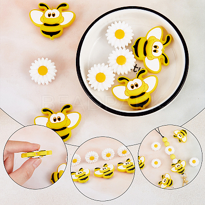 10Pcs 2 Style Food Grade Eco-Friendly Silicone Beads SIL-SC0001-08-1