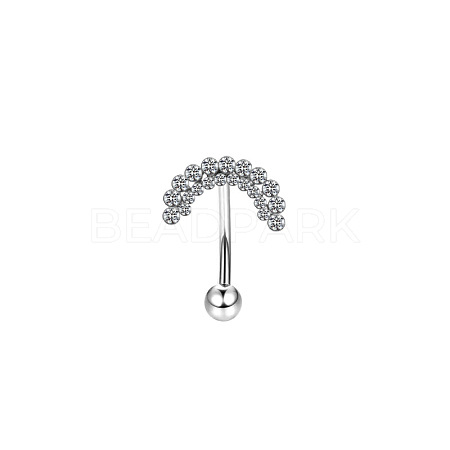 Flower 304 Stainless Steel Cubic Zirconia Eyebrow Barbell Rings WGF5FAC-01-1