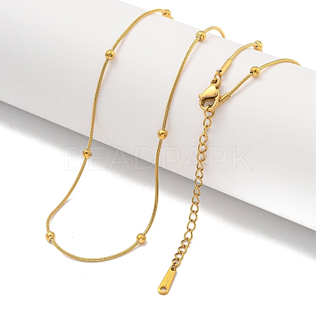 Round Brass Snake Chain Necklaces for Women NJEW-G084-04G-1