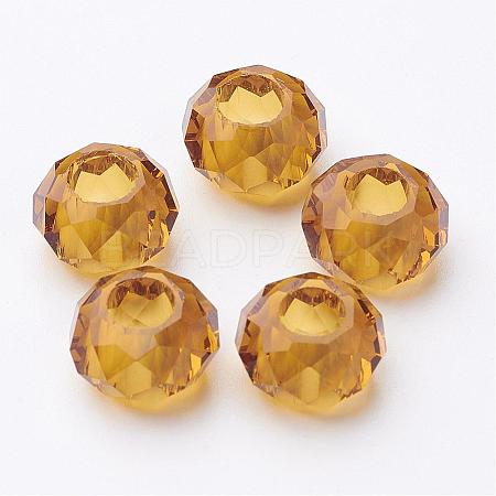 Fascinating No Metal Core Rondelle Gold Charm Glass Large Hole European Beads Fits Bracelets & Necklaces X-GDA007-50-1