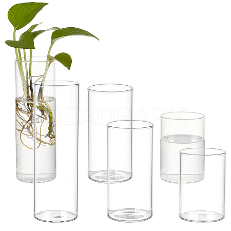 BENECREAT 6Pcs 3 Style Column Glass Vase Ornaments AJEW-BC0002-25-1