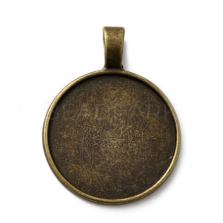 Flat Round Tibetan Style Alloy Pendant Cabochon Settings TIBEP-S293-051AB-LF-1