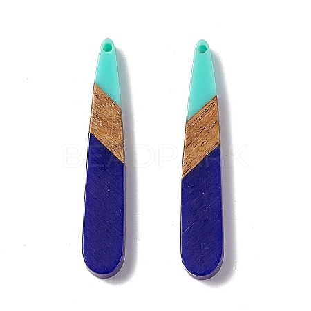 Opaque Resin & Walnut Wood Pendants RESI-M027-12B-1