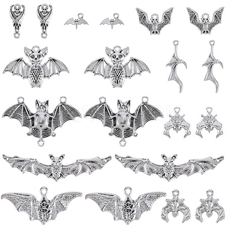40Pcs 10 Styles Tibetan Style Alloy Pendants TIBEP-SC0003-03-1
