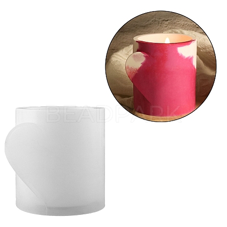 Valentine's Day Theme Column with Heart DIY Candle Cup Silicone Molds DIY-G098-02A-1