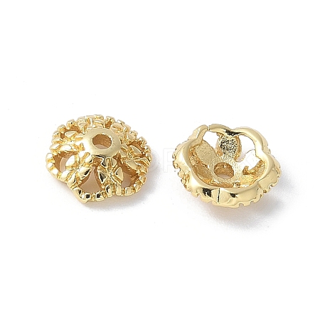 Flower Brass Bead Caps KK-F892-34G-10-1