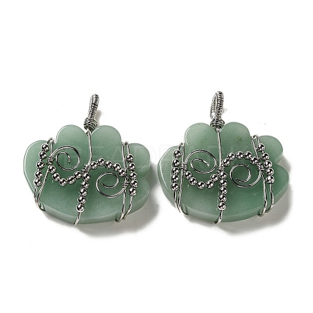 Natural Green Aventurine Copper Wire Wrapped Pendants G-K338-07P-05-1