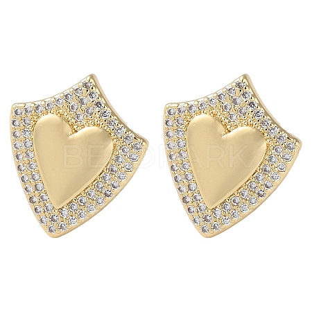 Rack Plating Brass Micro Pave Cubic Zirconia Stud Earrings EJEW-M230-17G-1