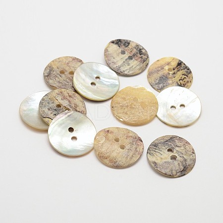 2-Hole Flat Round Mother of Pearl Buttons SHEL-N033-11A-1