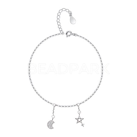 925 Sterling Silver Anklets AJEW-BB60881-A-1