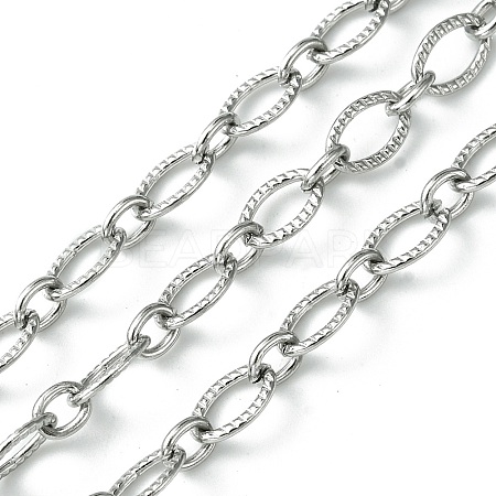 304 Stainless Steel Textured Oval Link Chains CHS-K018-02P-1