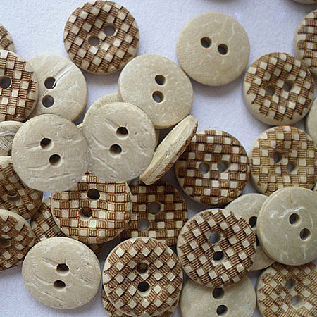 Carved 2-hole Basic Sewing Button with Checked Patterns NNA0YYB-1