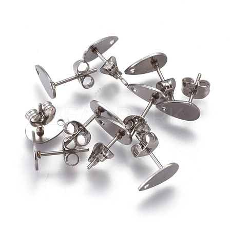 Non-Tarnish 304 Stainless Steel Stud Earring Findings STAS-O119-11A-P-1