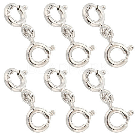 SUNNYCLUE 6Pcs Sterling Silver Double Spring Ring Clasps STER-SC0001-22P-1