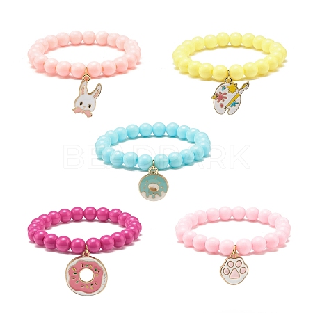 Acrylic Beaded Stretch Kids Bracelets BJEW-JB07782-1