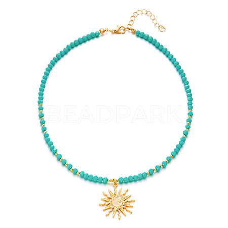 Bohemian Zinc Alloy Enamel with Crystal Rhinestone Sun Pendant Necklaces FS-WG8769D-01-1