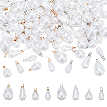   64Pcs 8 Style ABS Plastic Imitation Pearl Pendants FIND-PH0010-94-1