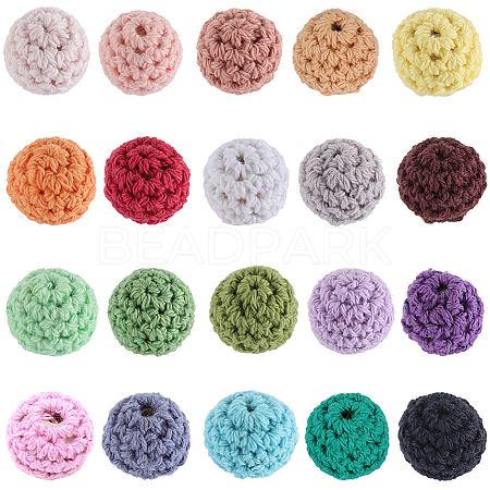 40Pcs 20 Colors Organic Wool Fabric Beads FIND-SC0009-18-1