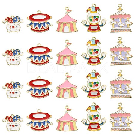 30Pcs 5 Styles Circus Theme Alloy Enamel Pendants ENAM-CJ0004-78-1