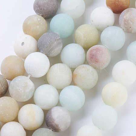 Frosted Natural Flower Amazonite Round Bead Strands X-G-J363-01-8mm-1