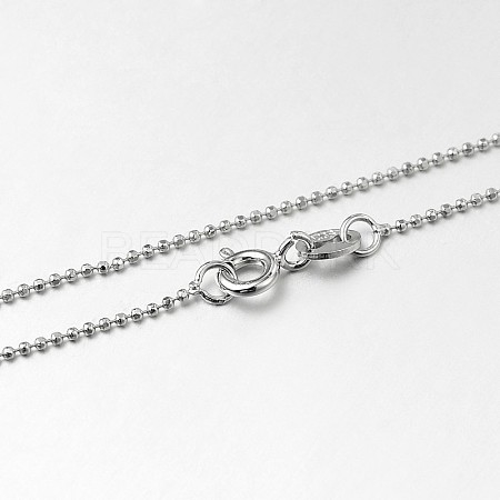 Anti-Tarnish Trendy Rhodium Plated 925 Sterling Silver Ball Chain Necklaces STER-M050-1.0A-09-1
