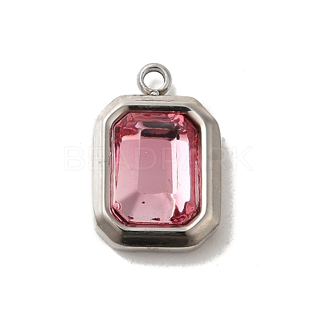 304 Stainless Steel Glass Pendants STAS-L022-062P-06-1