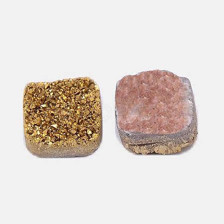 Electroplate Natural Druzy Crystal Cabochons G-L049-10X10mm-01-1
