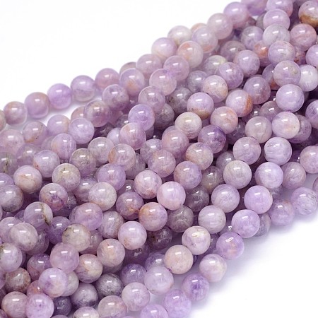 Round Natural Grade B Amethyst Beads Strands X-G-F222-32-6mm-1
