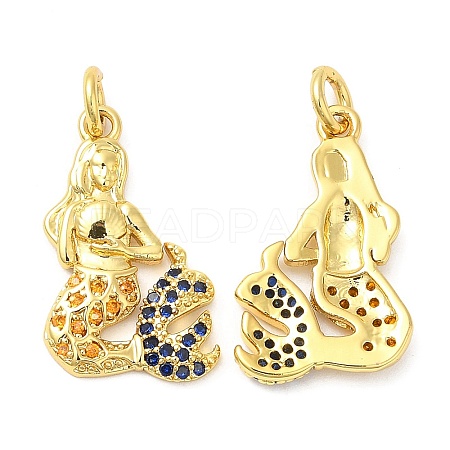 Brass Micro Pave Cubic Zirconia Pendants KK-P236-15G-1