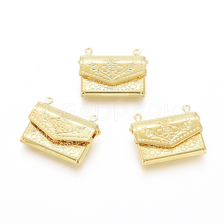 Brass Locket Pendants X-KK-G386-11G-1