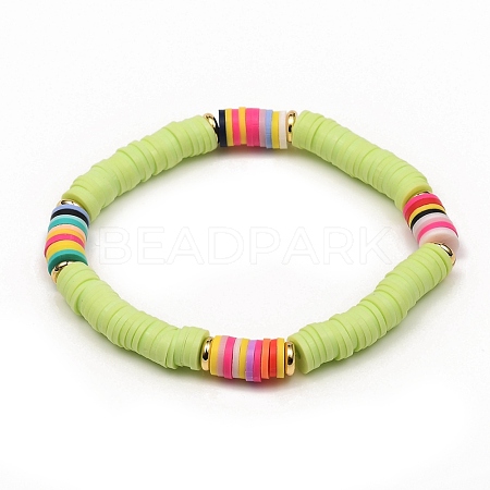 Handmade Polymer Clay Heishi Beads Stretch Bracelets BJEW-JB05305-04-1