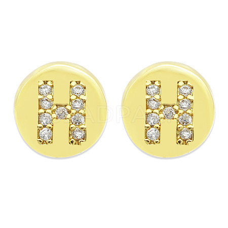 Brass Micro Pave Clear Cubic Zirconia Beads KK-T030-LA843-HX3-1
