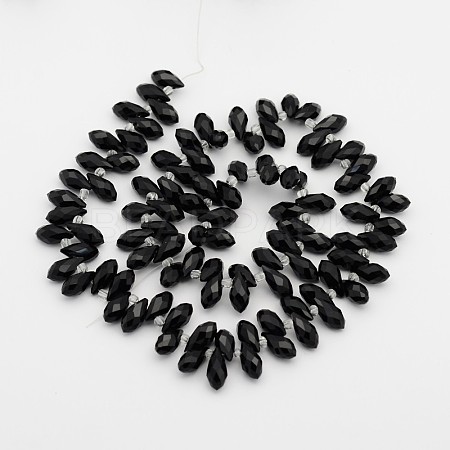 Electroplate Glass Faceted Teardrop Beads Strands X-EGLA-D014-14-1