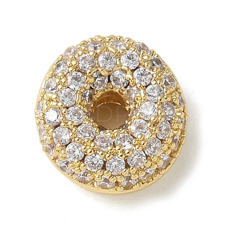 Brass Micro Pave Cubic Zirconia Beads KK-P290-61G-O-1