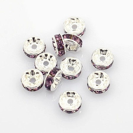 Brass Grade A Rhinestone Spacer Beads RSB034NF-16-1