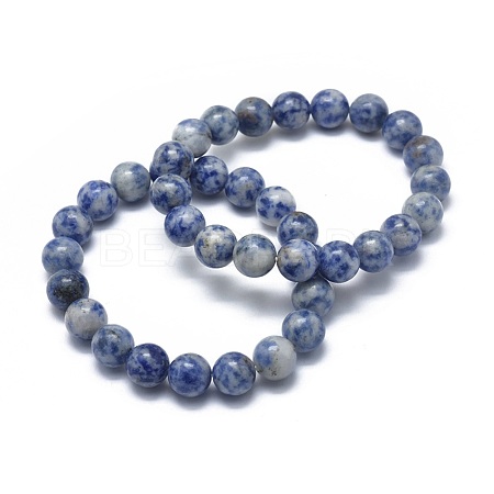 Natural Blue Spot Jasper Bead Stretch Bracelets X-BJEW-K212-B-039-1