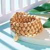 Natural Wood Wrap Bracelet with Synthetic Hematite BJEW-JB07931-3