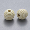 Painted Natural Wood Beehive Beads WOOD-Q040-019B-A08-2