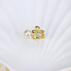 Natural Freshwater Pearl with Clear Cubic Zirconia Cuff Rings WGACE42-15-1
