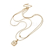 304 Stainless Steel with Natural White Shell Square Disc Pendant Double Layer Necklaces NJEW-K300-06A-G-2